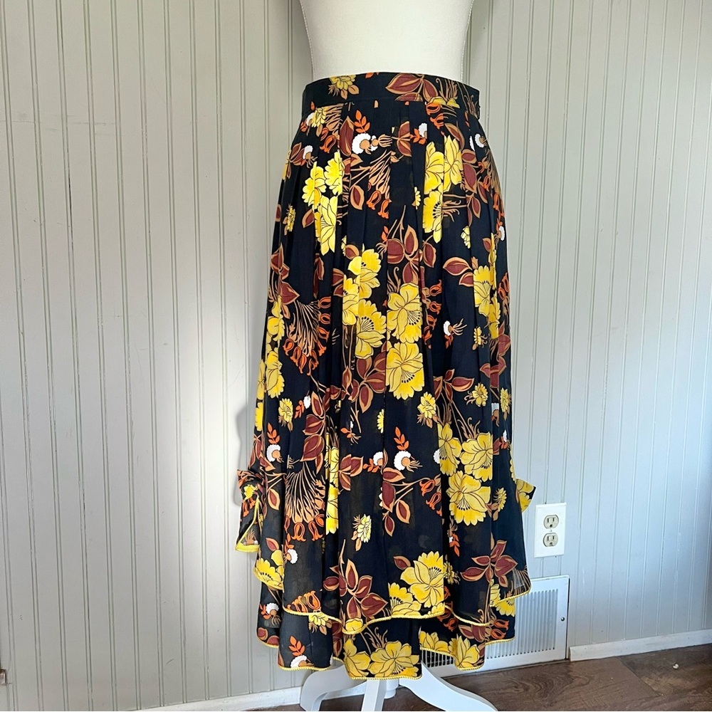 Alexander Luxe Vintage Autumn Floral Tiered Maxi Full Skirt - Picture 1 of 8